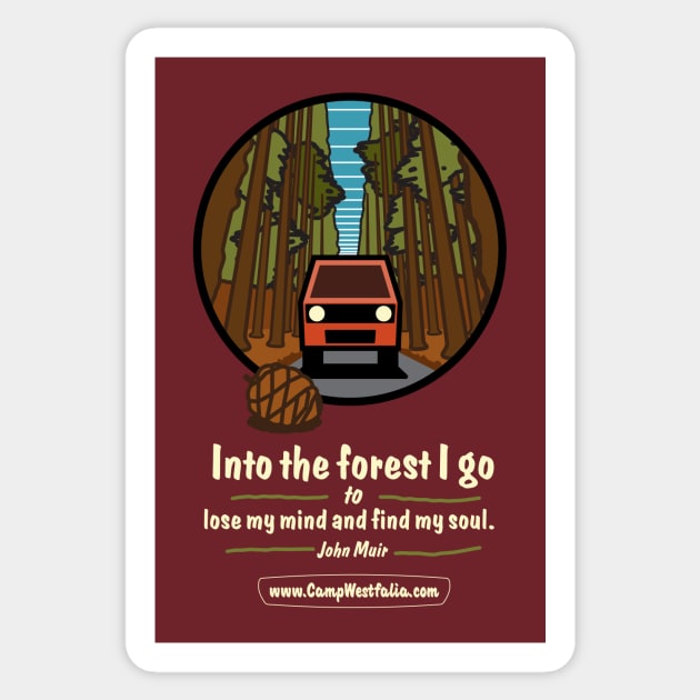 Campervan in Redwood Forest, dark Sticker by CampWestfalia